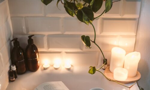 a romantic setting in the bathroom